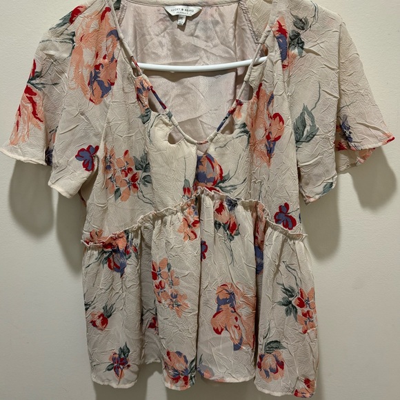 Lucky Brand Floral Flutter Top Blush Pink Women’s Sz Sm‎ - Picture 2 of 8